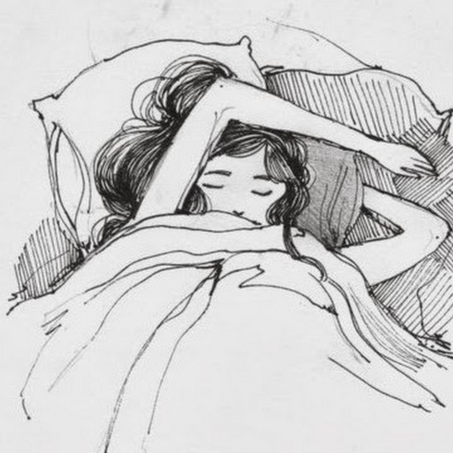 Рисунок человек на кровати