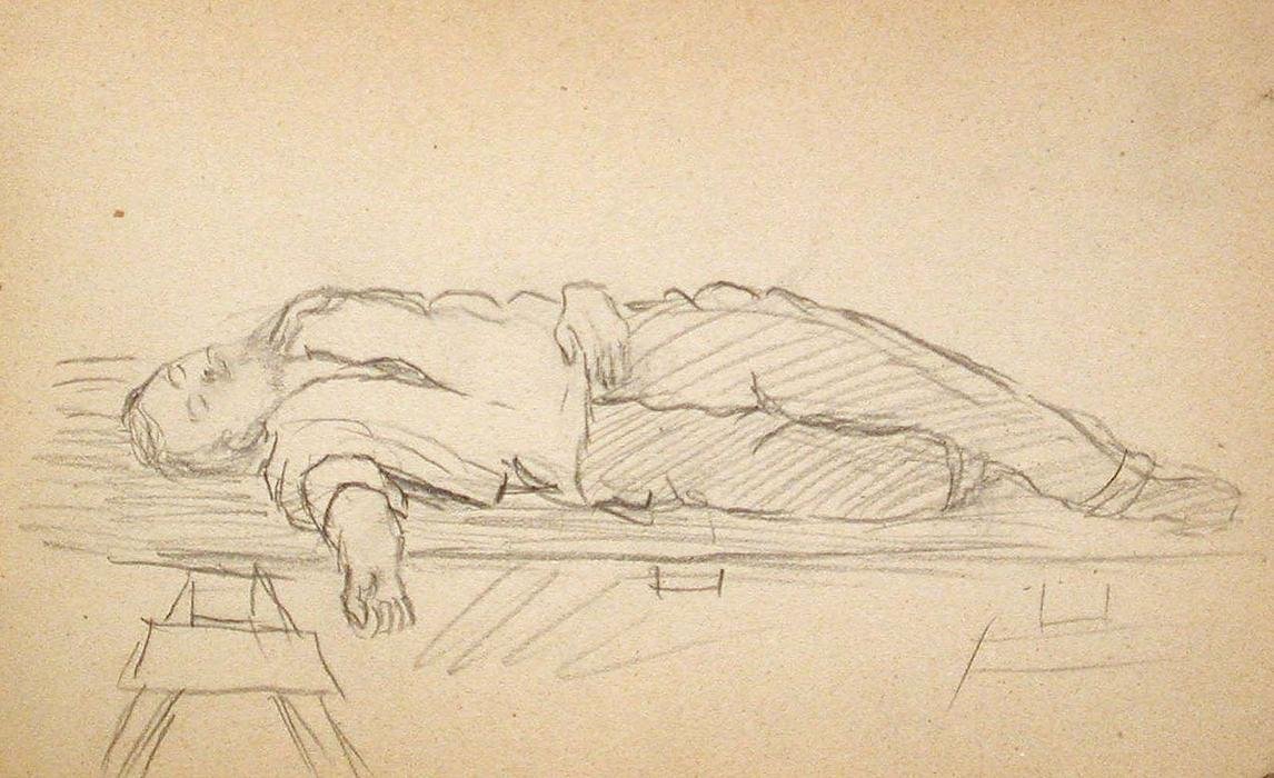 Человек лежащий на кровати рисунок