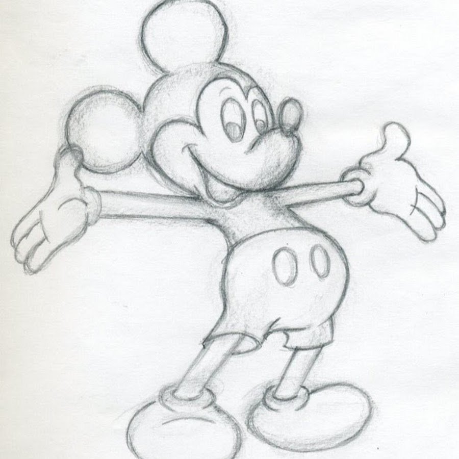 Картинки Микки Мауса для срисовки карандашом