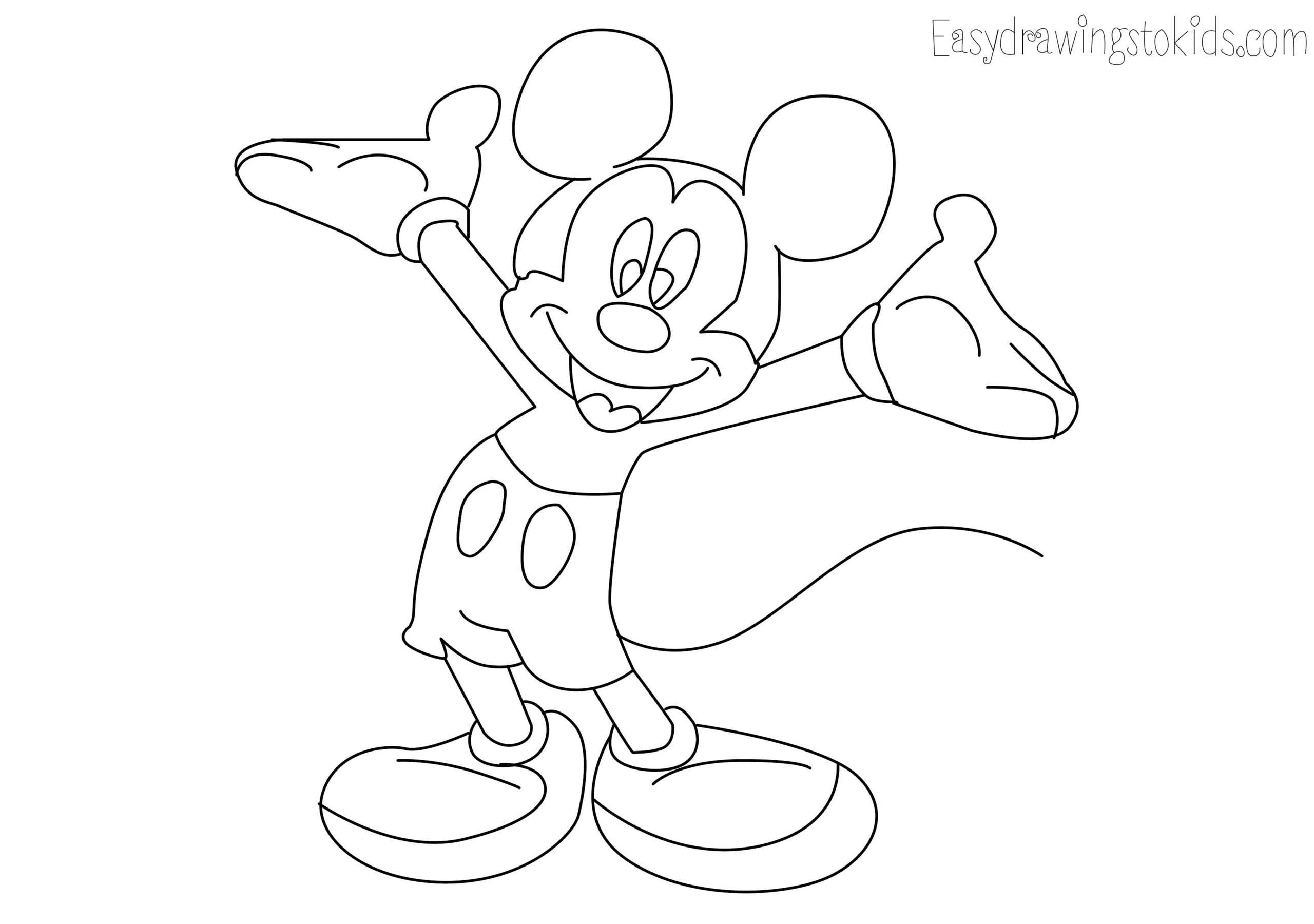 Рисунок Микки Мауса для срисовки карандашом легко