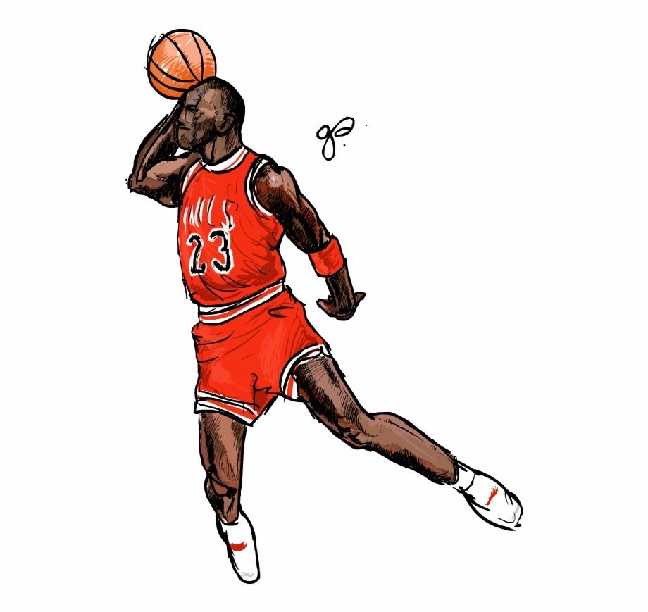 Силуэт баскетболиста в прыжке с мячом