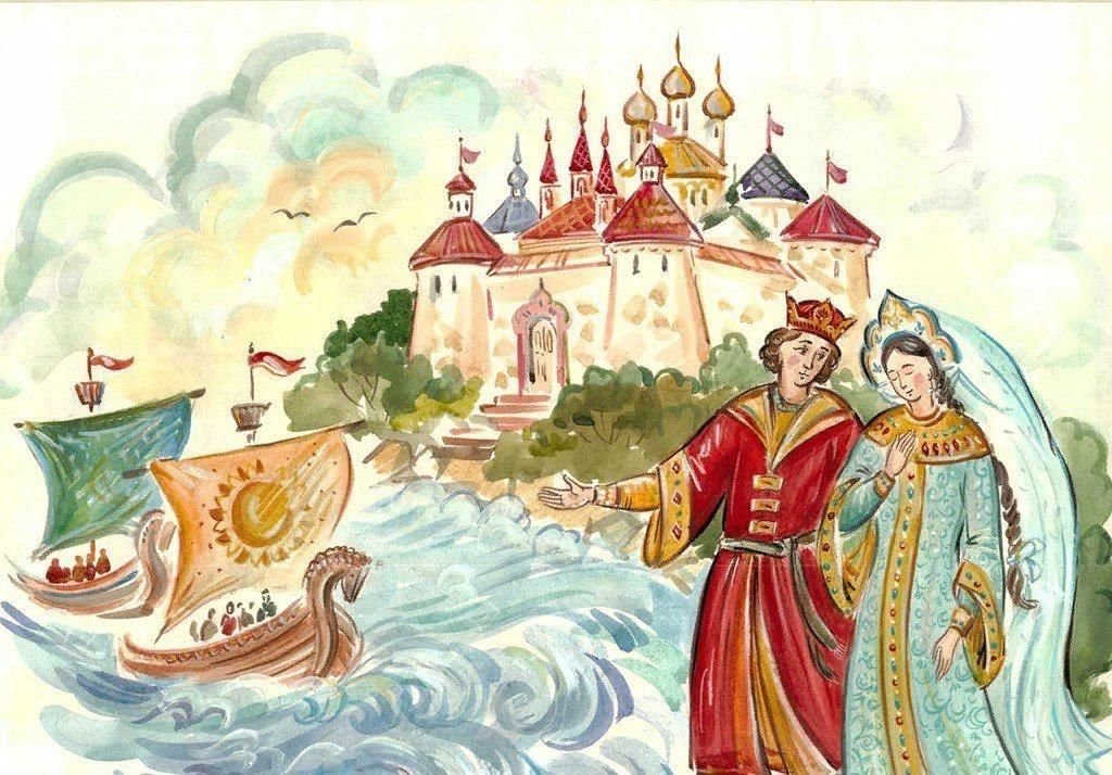 Рисунок к сказке о царе Салтане