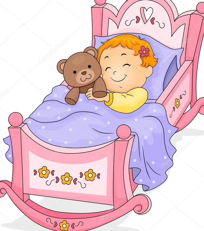 Малыш в кроватке мультяшный