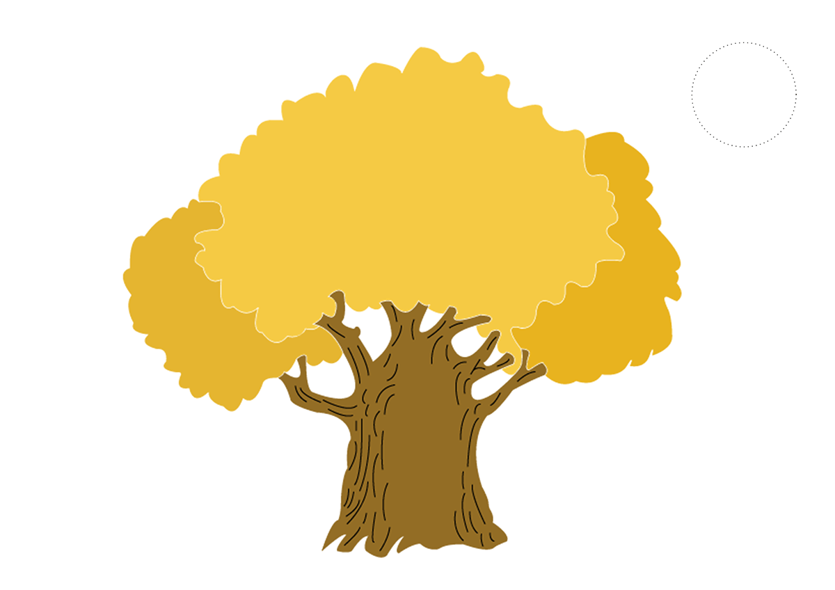Желтое дерево на белом фоне