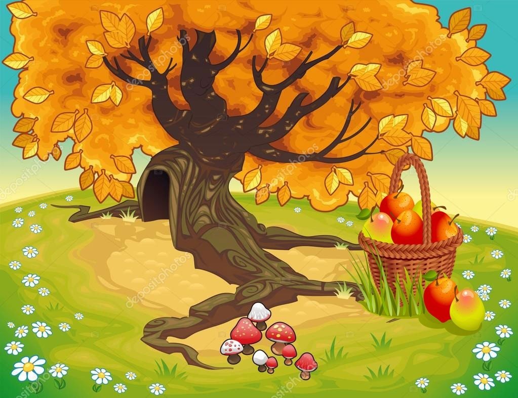 Осеннее дерево с дуплом