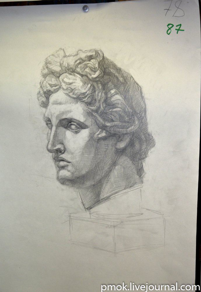 Голова Аполлона, античная живопись