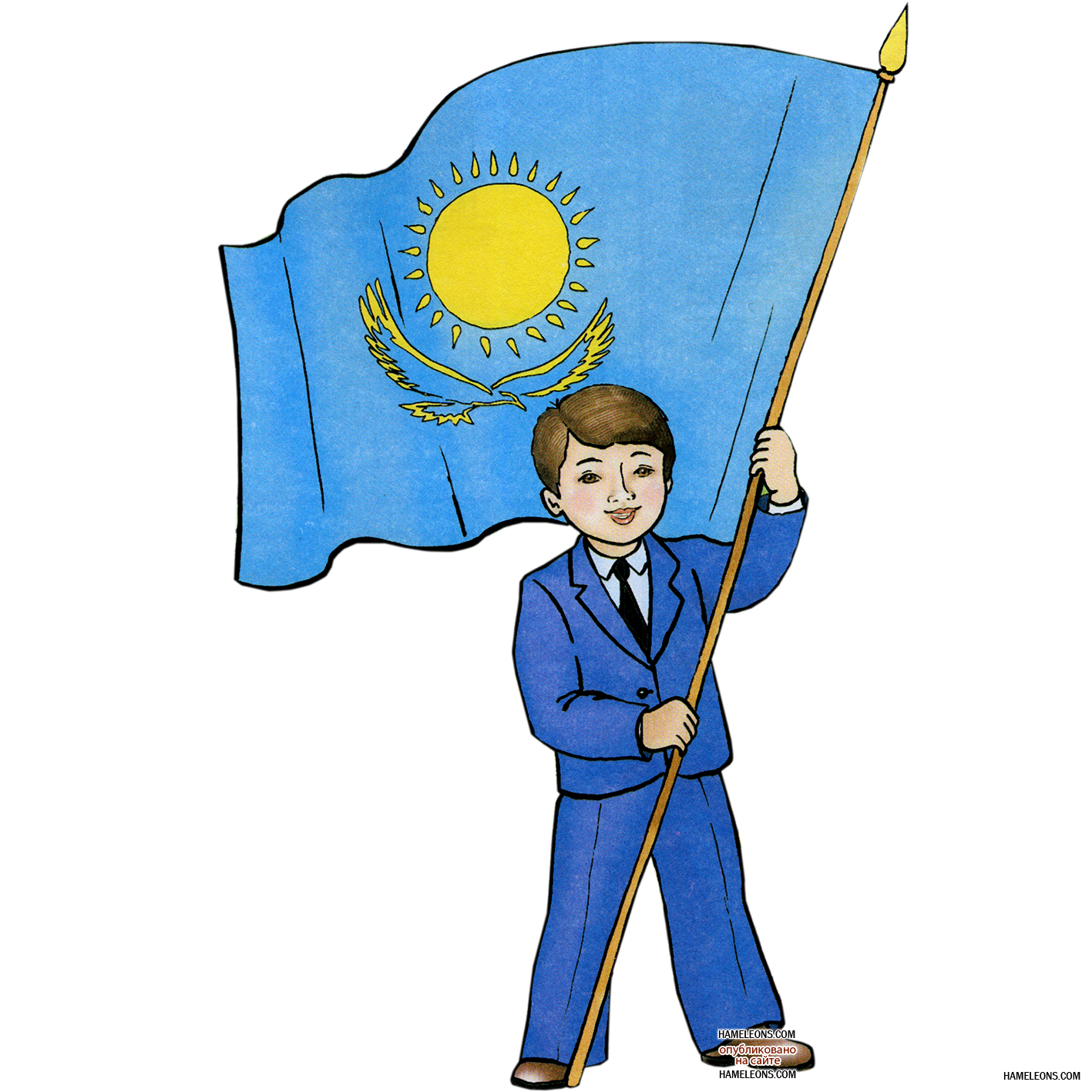 Казахстан мальчик с флаг