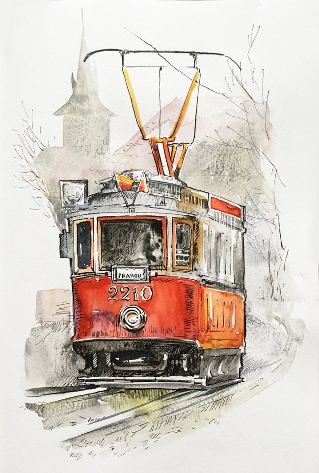 Трамвай иллюстрация