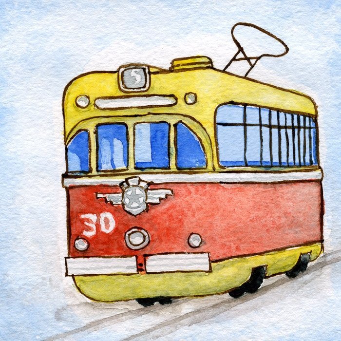 Трамвай рисунок