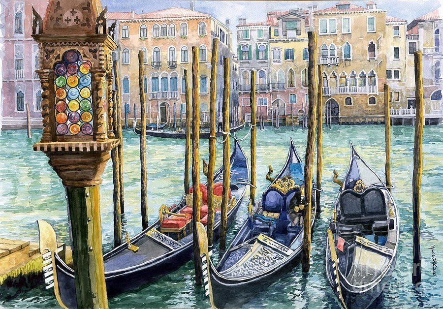 Италия Венеция гондольеры рисунок