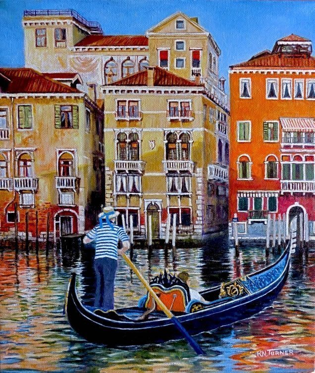 Венеция гондолы акварель