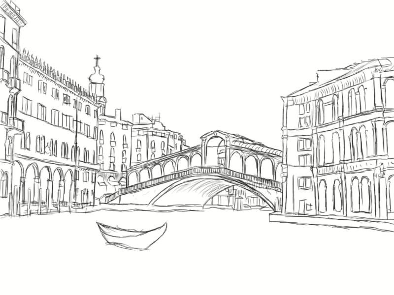 Мост Риальто Венеция рисунок