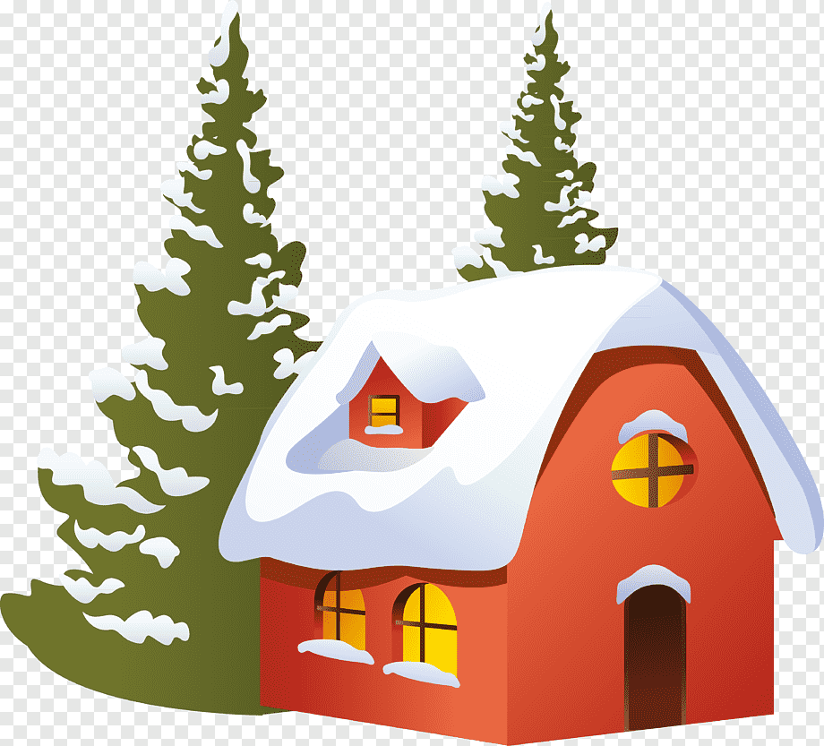 Зимний домик мультяшный
