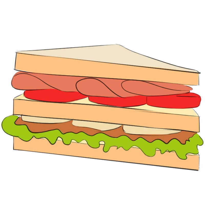 Бутерброд с колбасой рисунок