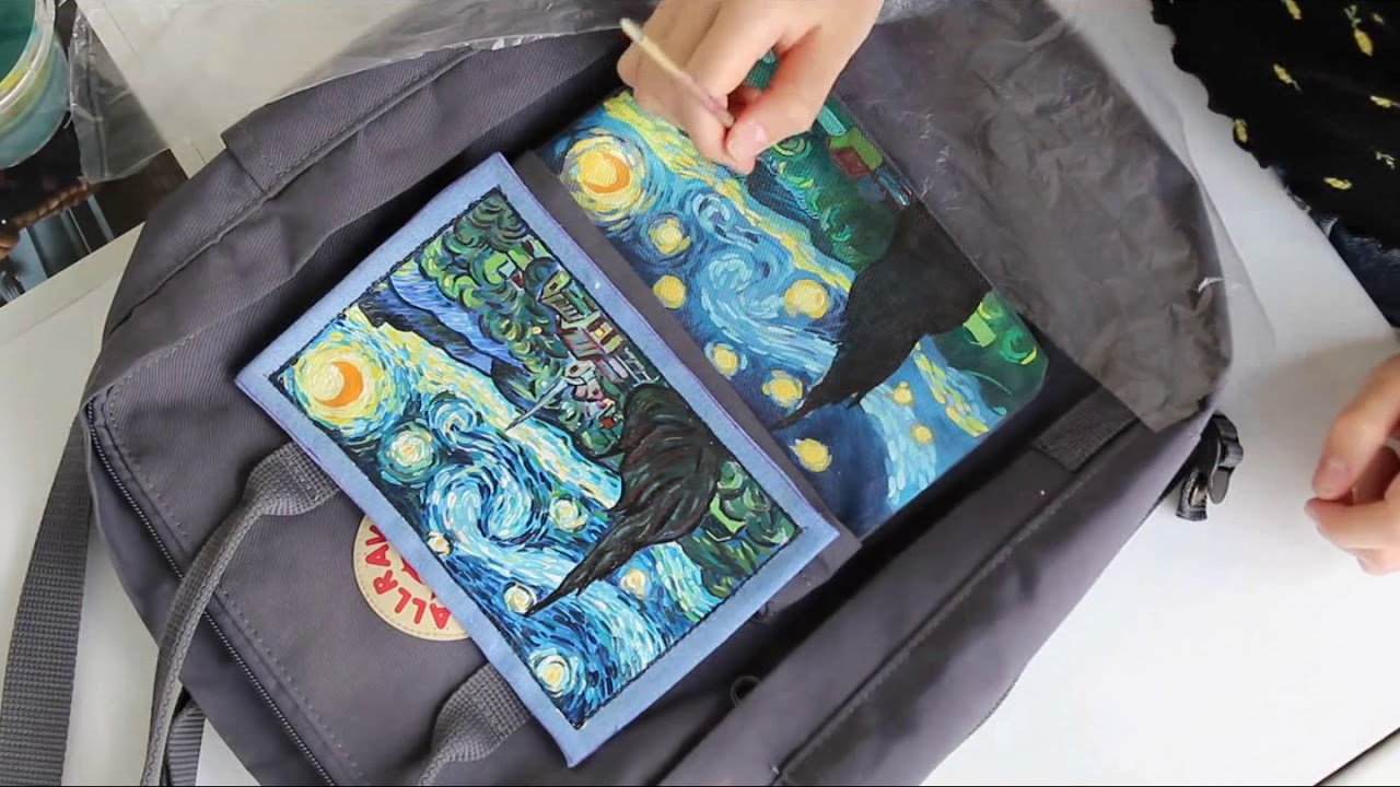 Рисунки на рюкзаке акриловыми красками