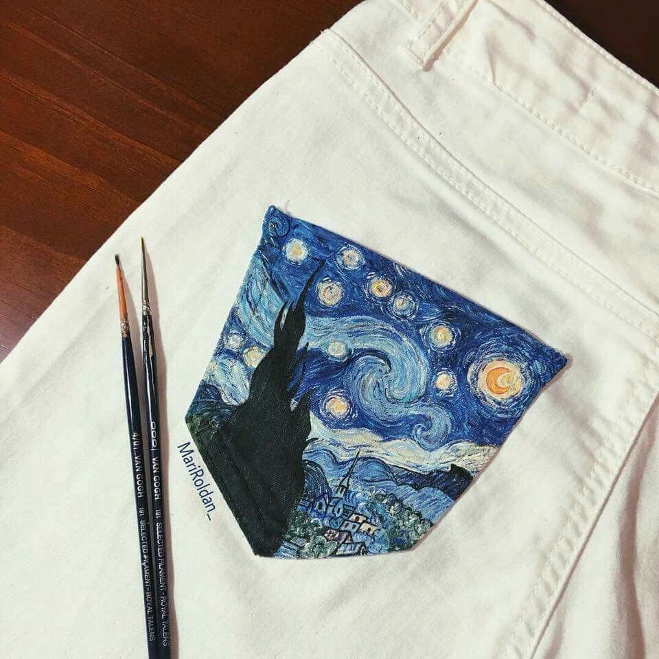 Роспись на джинсовых карманах