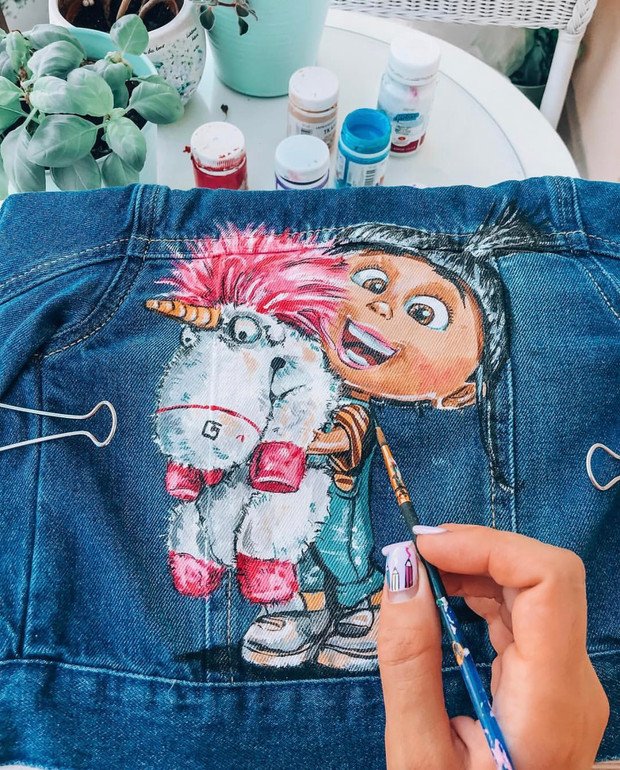 Рисунки на джинсах красками по ткани