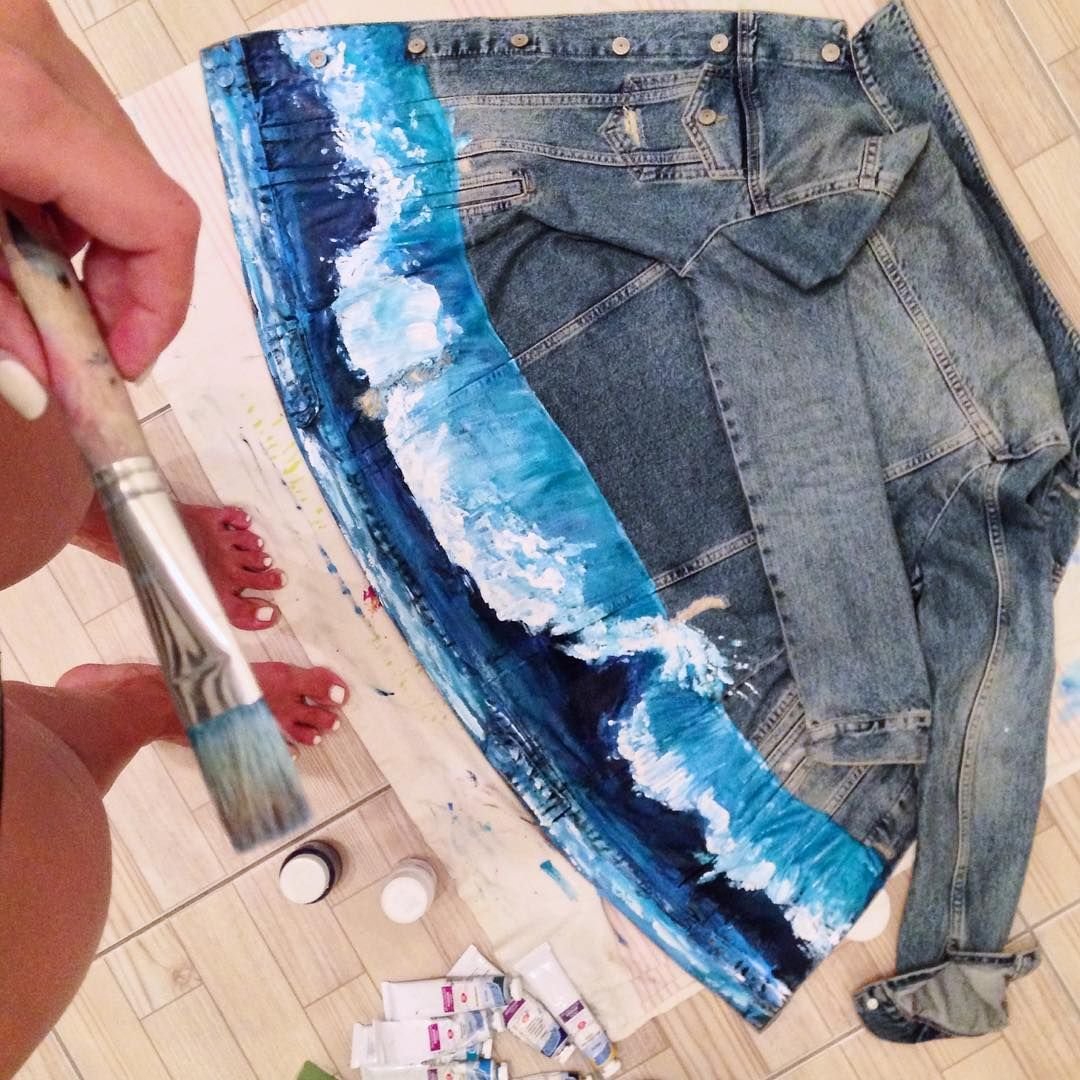 Роспись одежды джинсы
