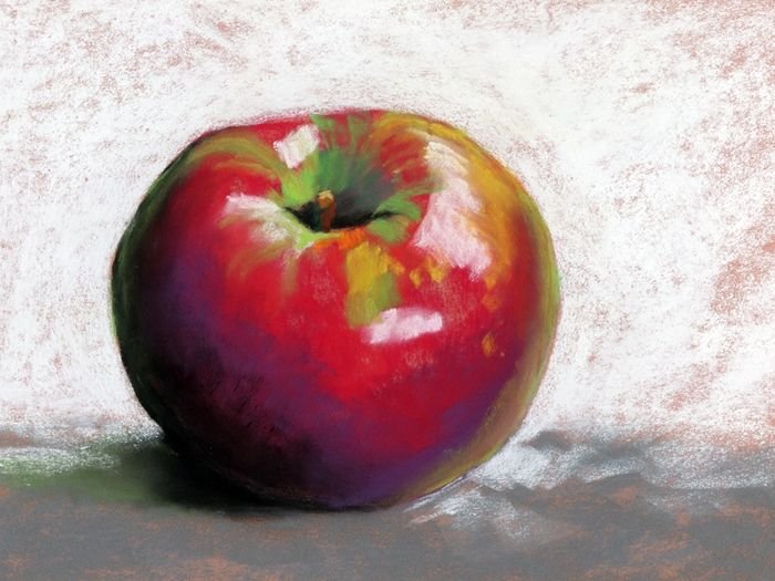 Пастельная живопись яблоко