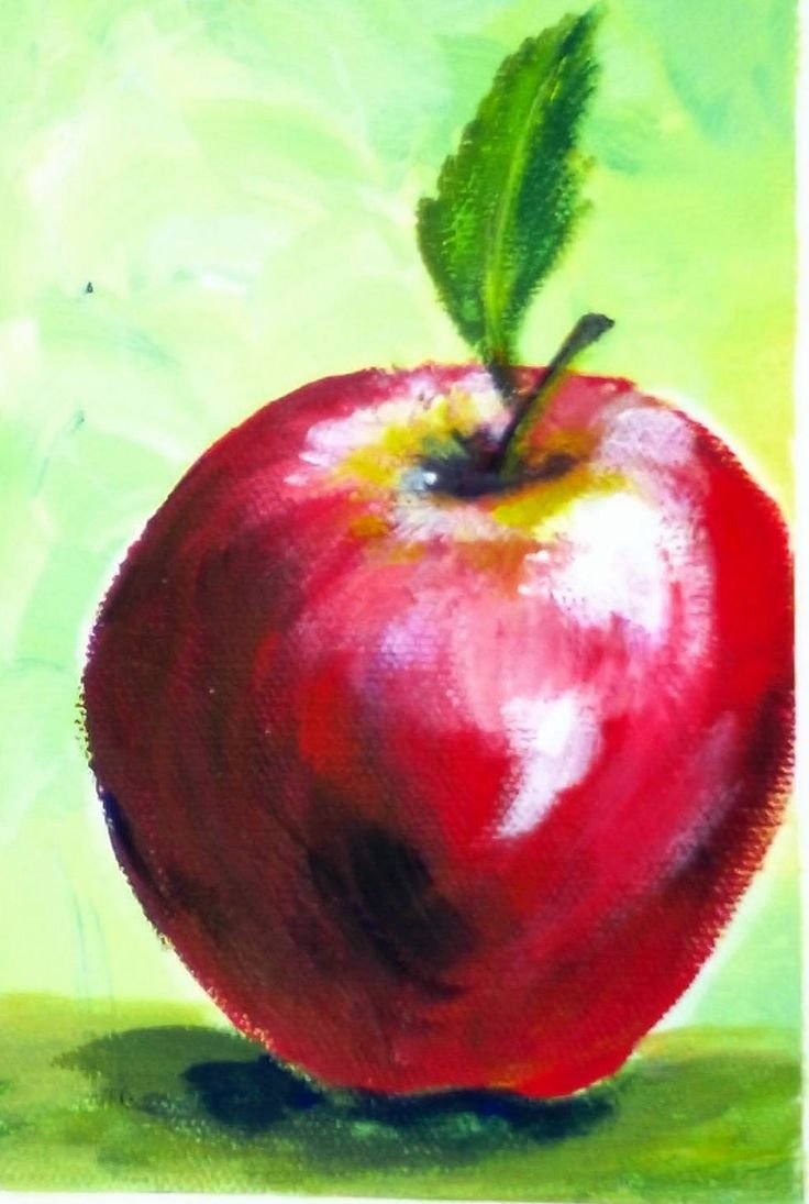 Нарисовать яблоко красками