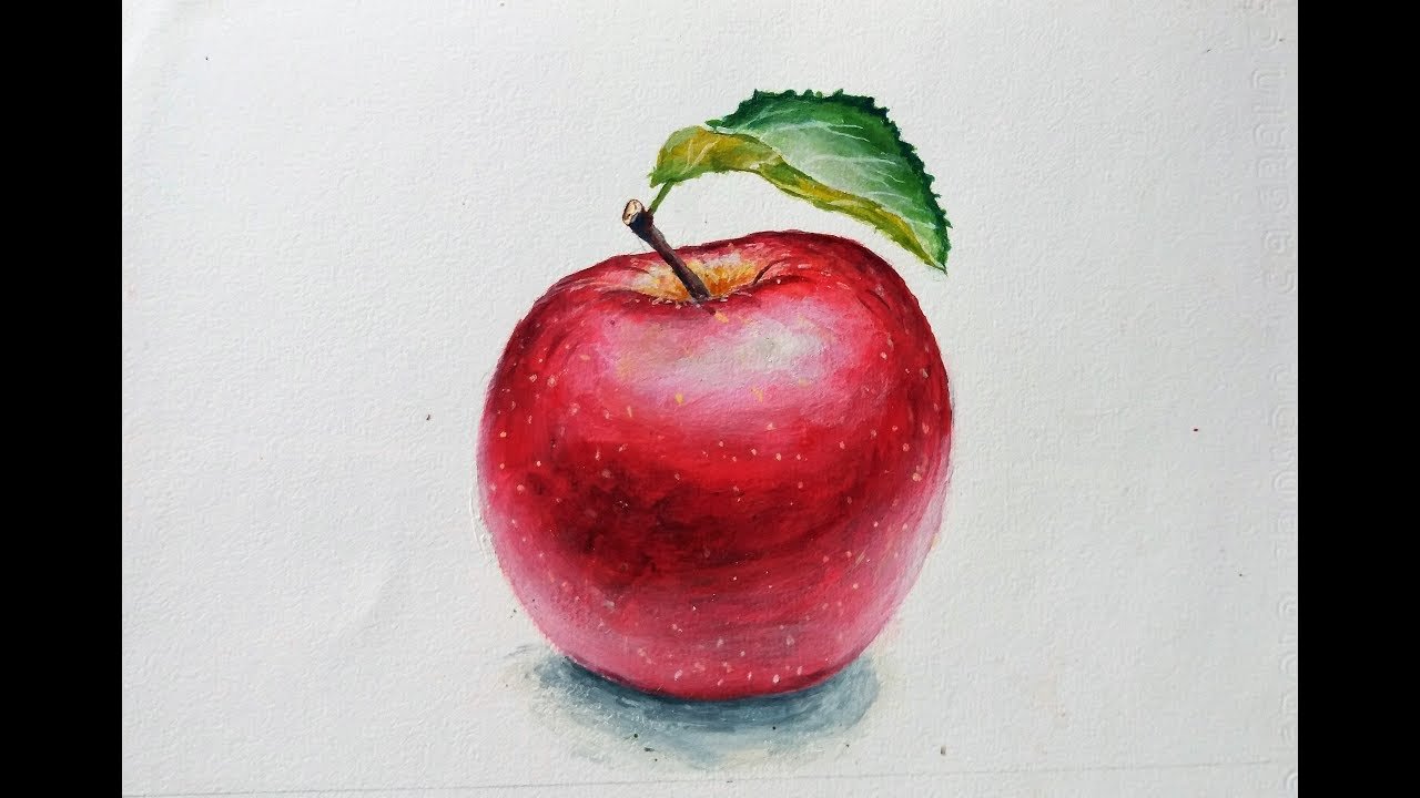 Натюрморт яблоко красками