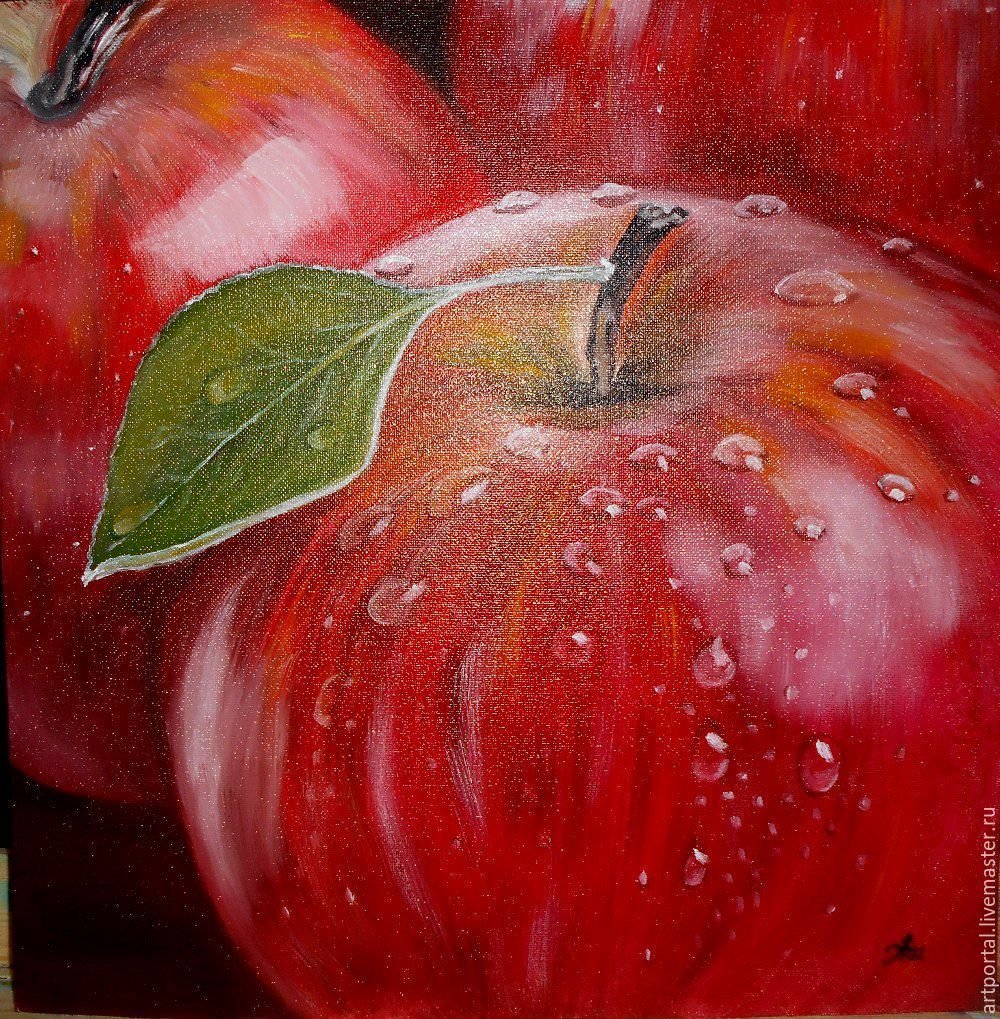 Нарисовать масляными красками яблоко