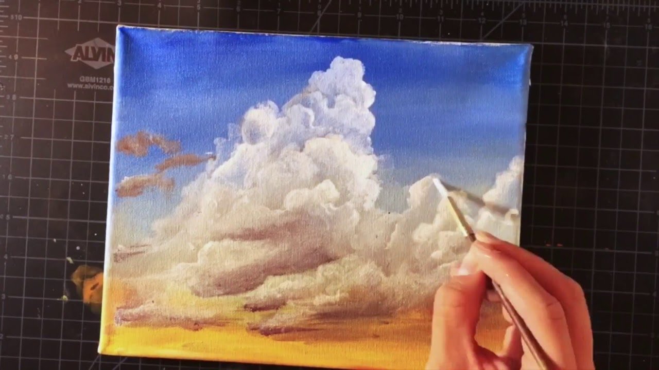 Рисуем облака акрилом