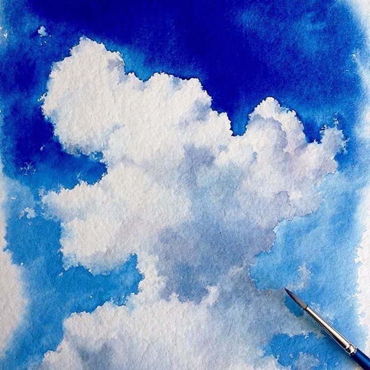 Облака гуашью