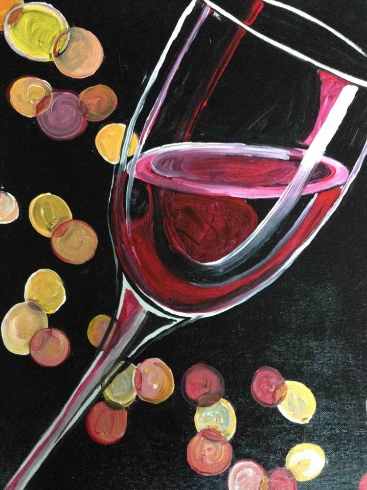 Картины акрилом вино