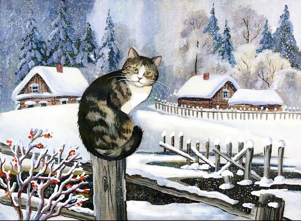 Кот на заборе рисунок карандашом