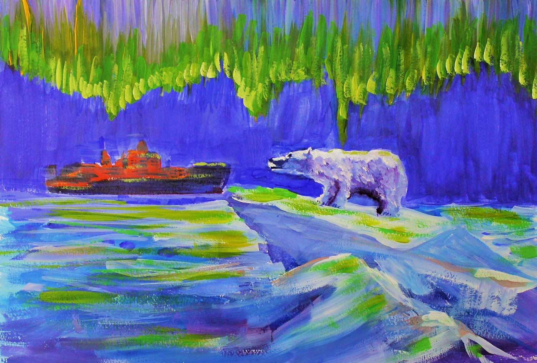 Белый медведь ледокол Северное сияние