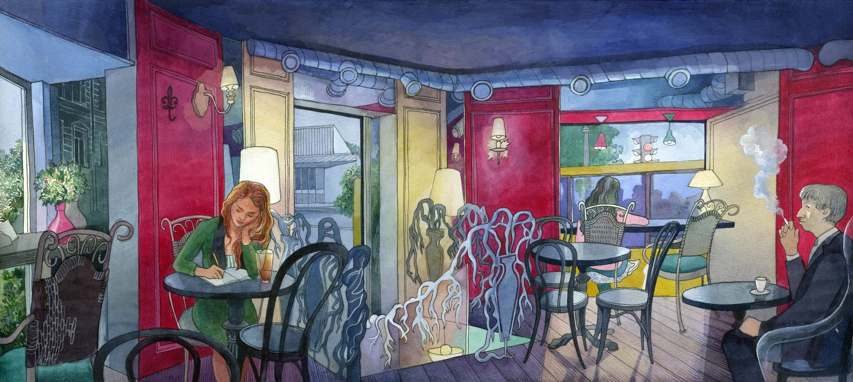 Живопись в интерьере кафе