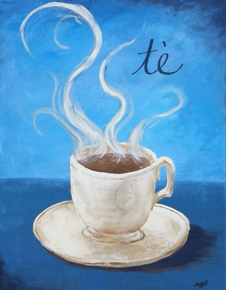 Картина акварель чашка кофе