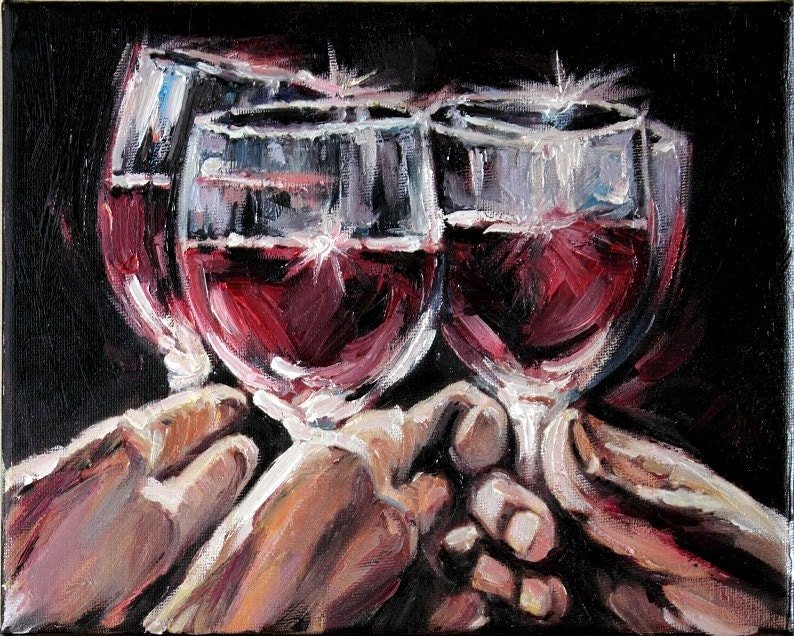 Живопись бокал с вином