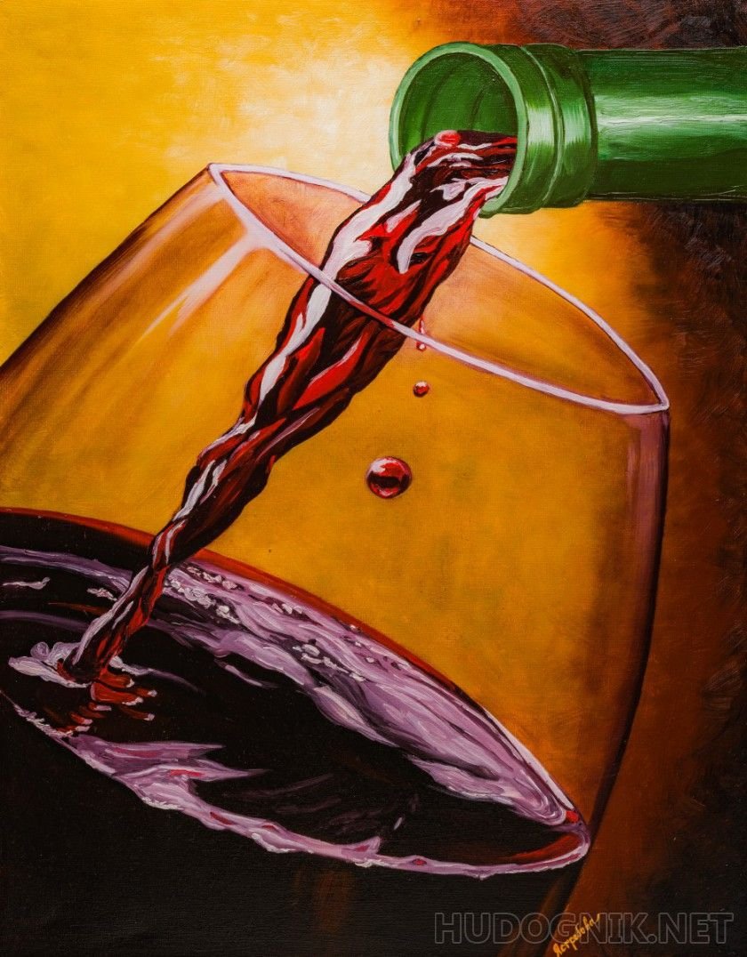 Бокал вина живопись маслом