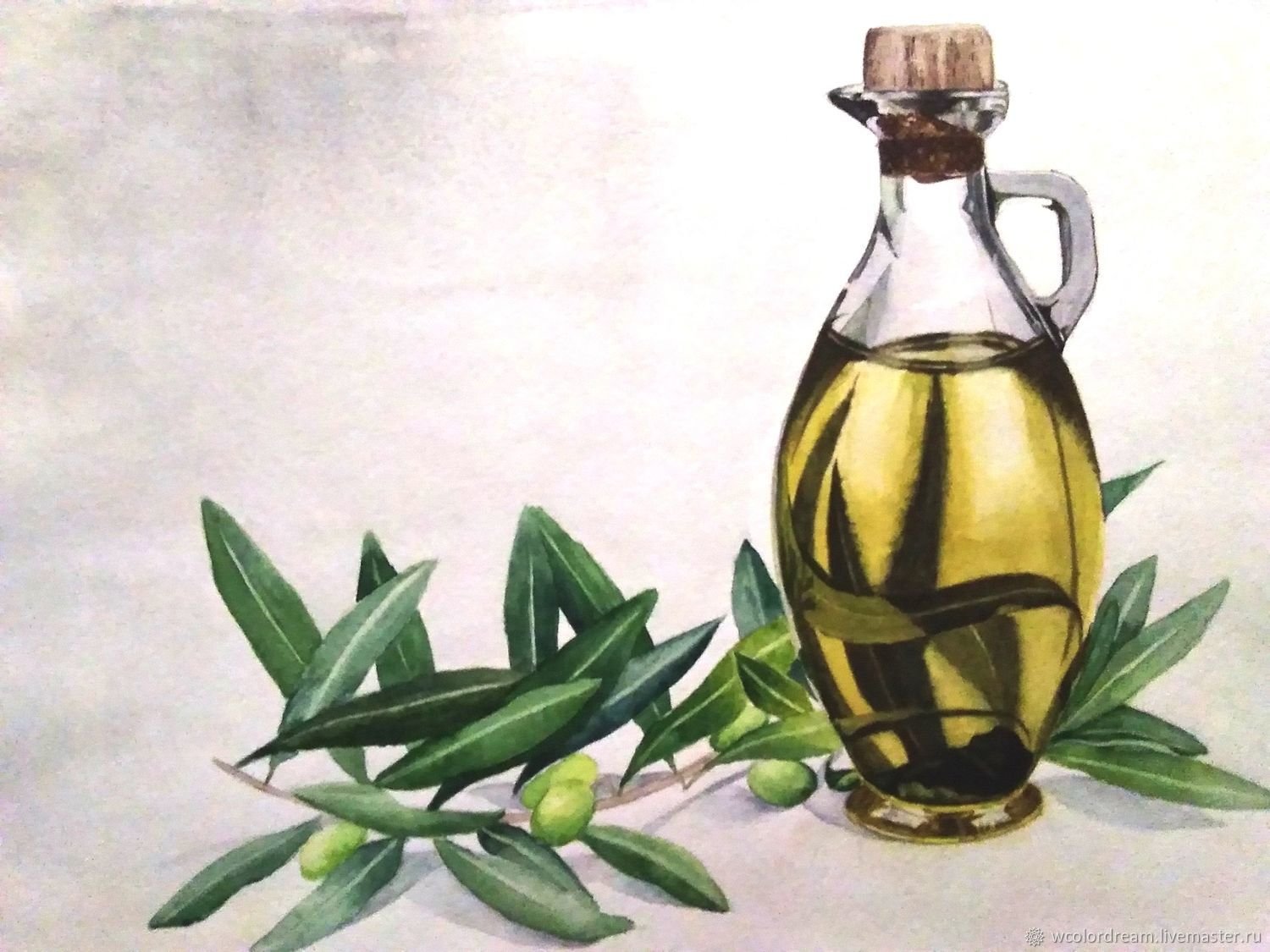 Оливковое масло акварель