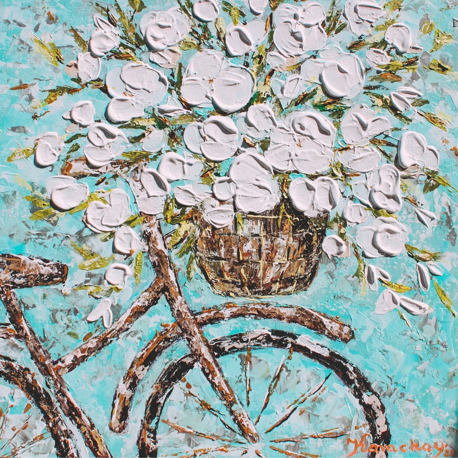Велосипед с цветами акрилом