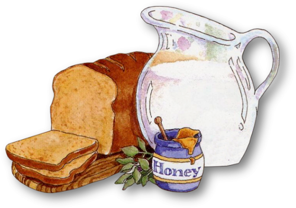 Кувшин молока и хлеб на прозрачном фоне