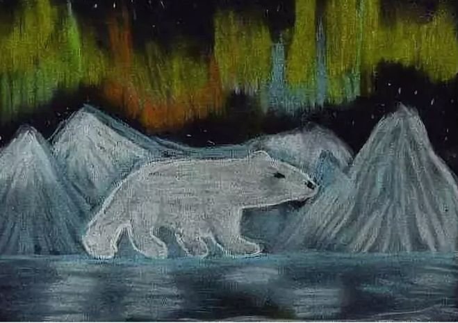 Граттаж белый медведь