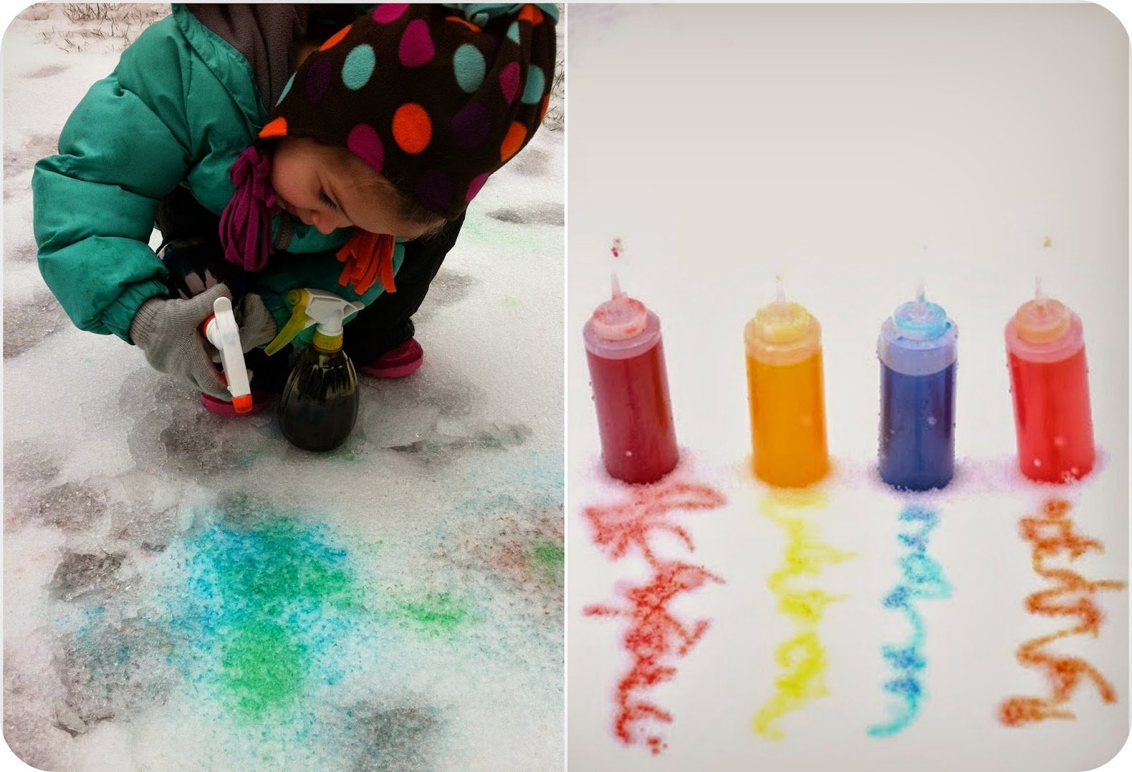 Рисование красками на снегу