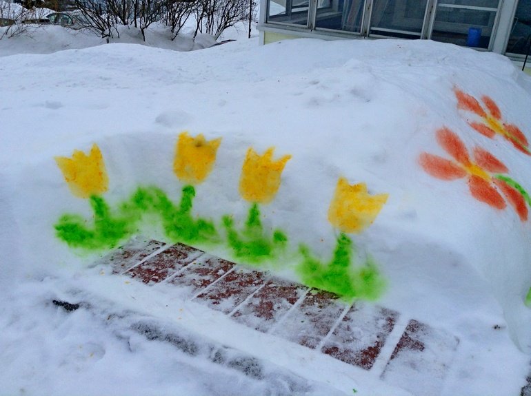 Рисование на снегу для детей