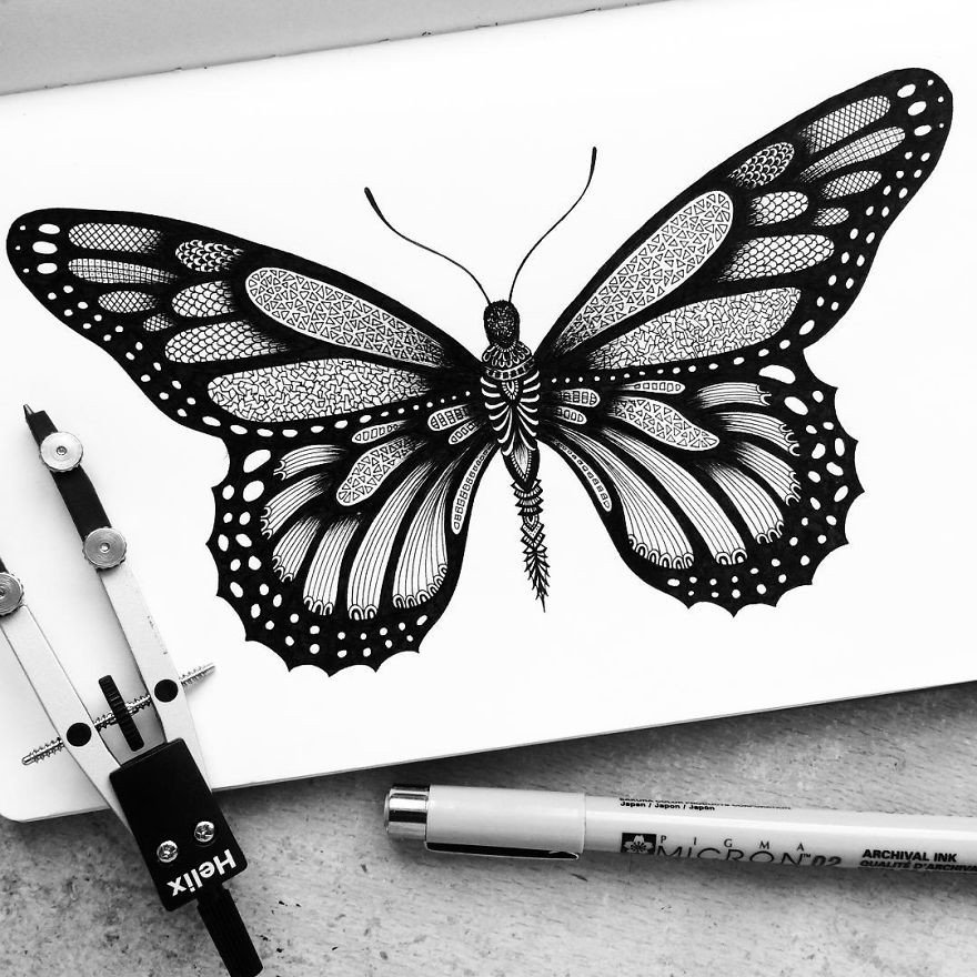 Красивые рисунки черной ручкой