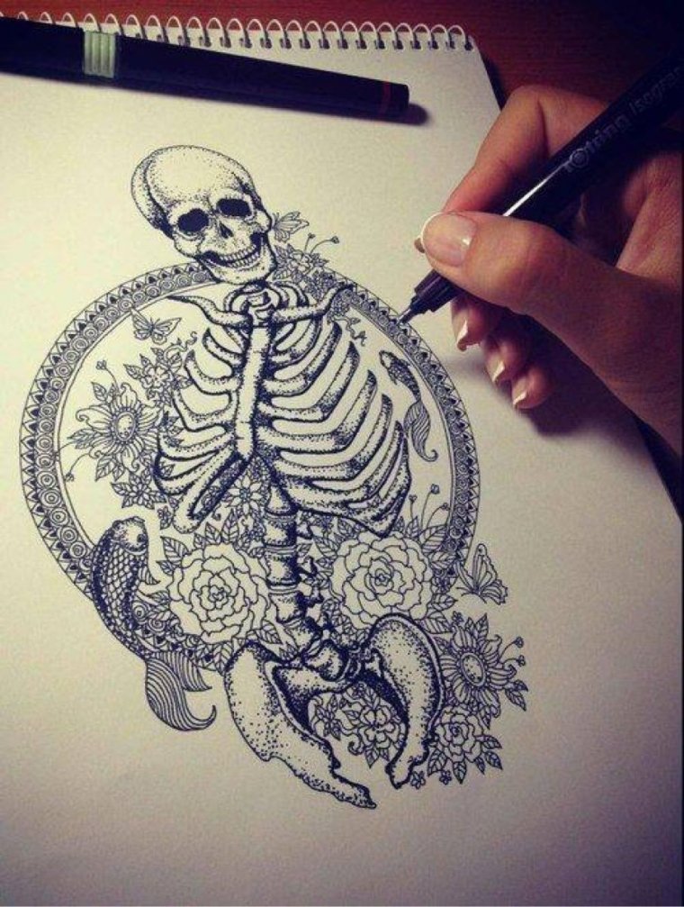 Скелет карандашом