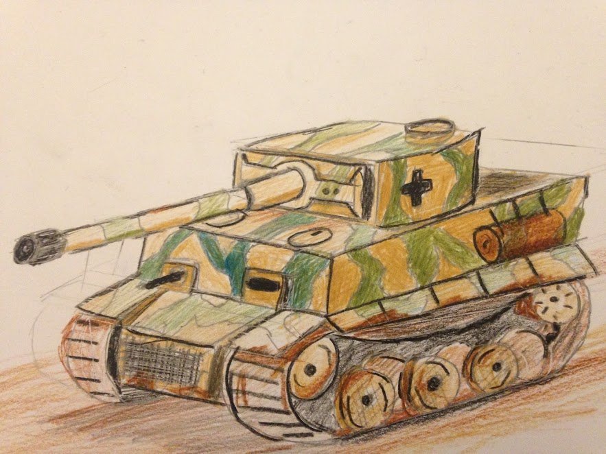 Немецкий танк карандашом
