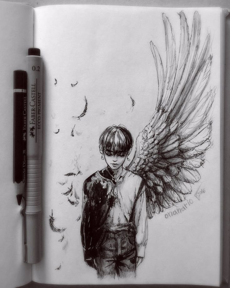 Рисунки в скетчбук ангел
