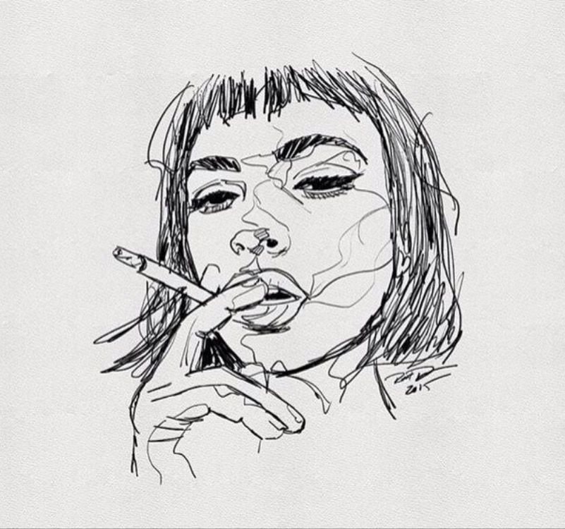 Девушка с сигаретой эскиз