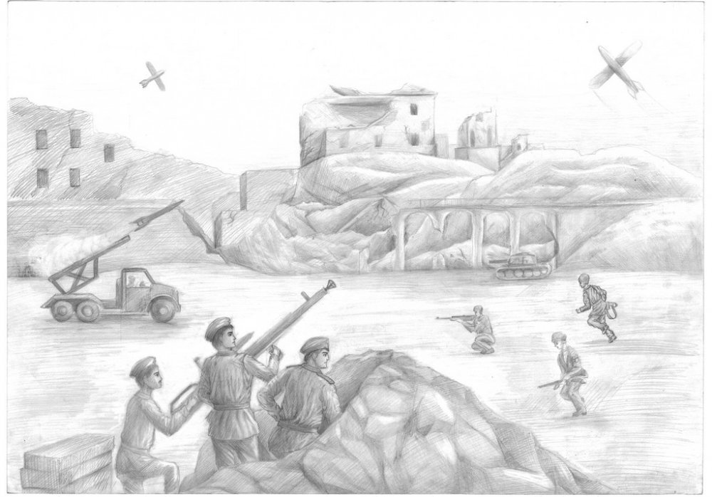 Сталинградская битва ВОВ рисунок