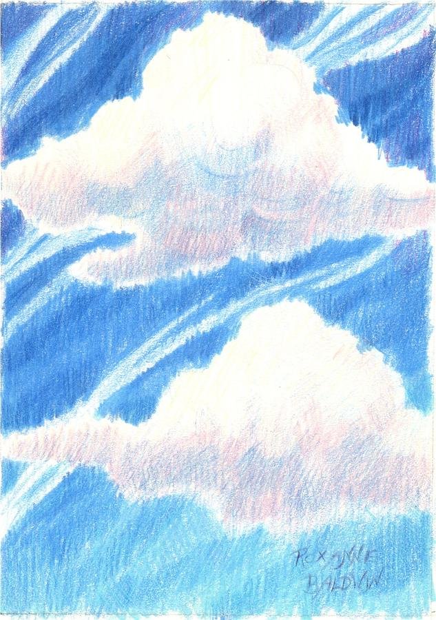 Облака цветными карандашами