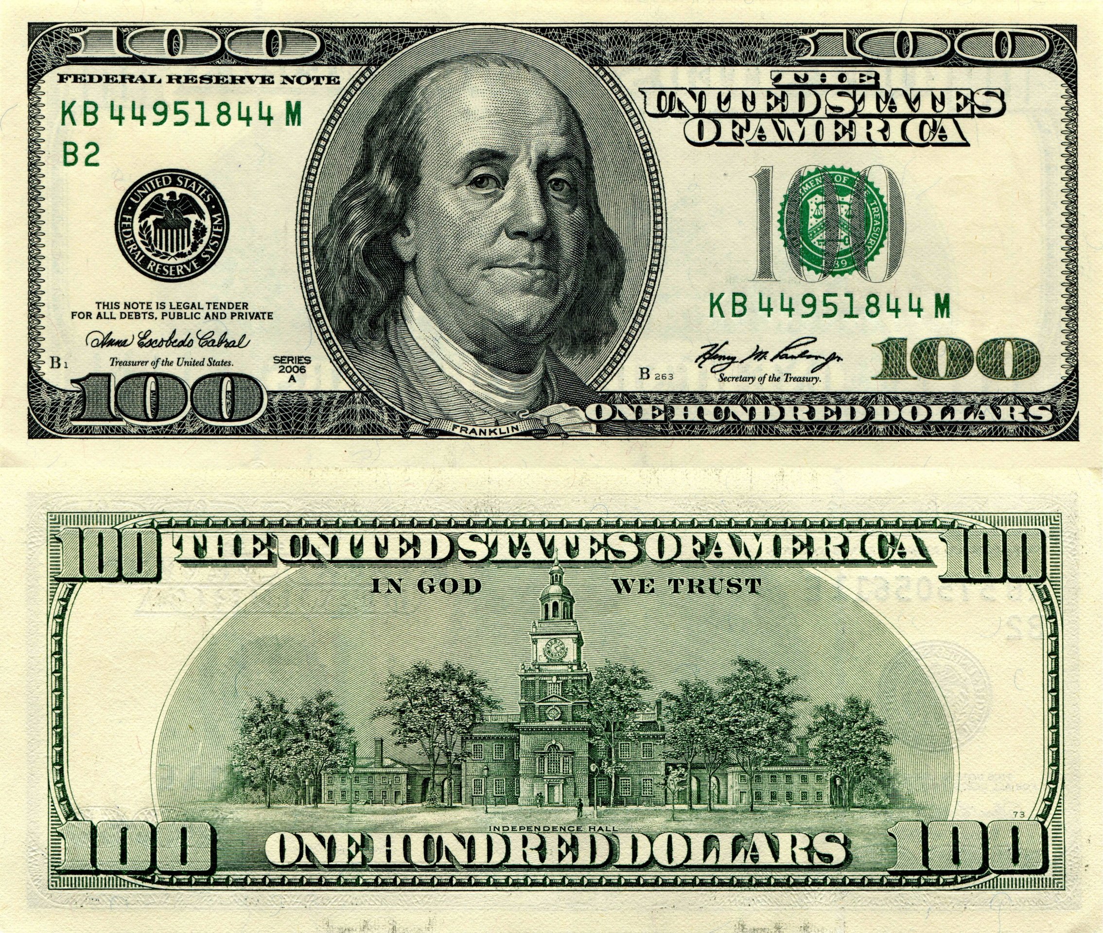 Франклин президент США 100 долларов