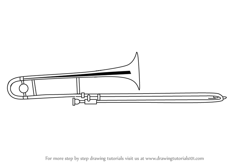 Тромбон духовой музыкальный инструмент рисунок